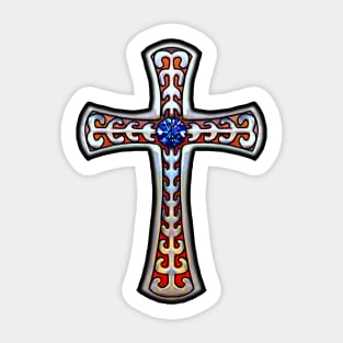 Cross Vintage Retro Blue Stone Sticker